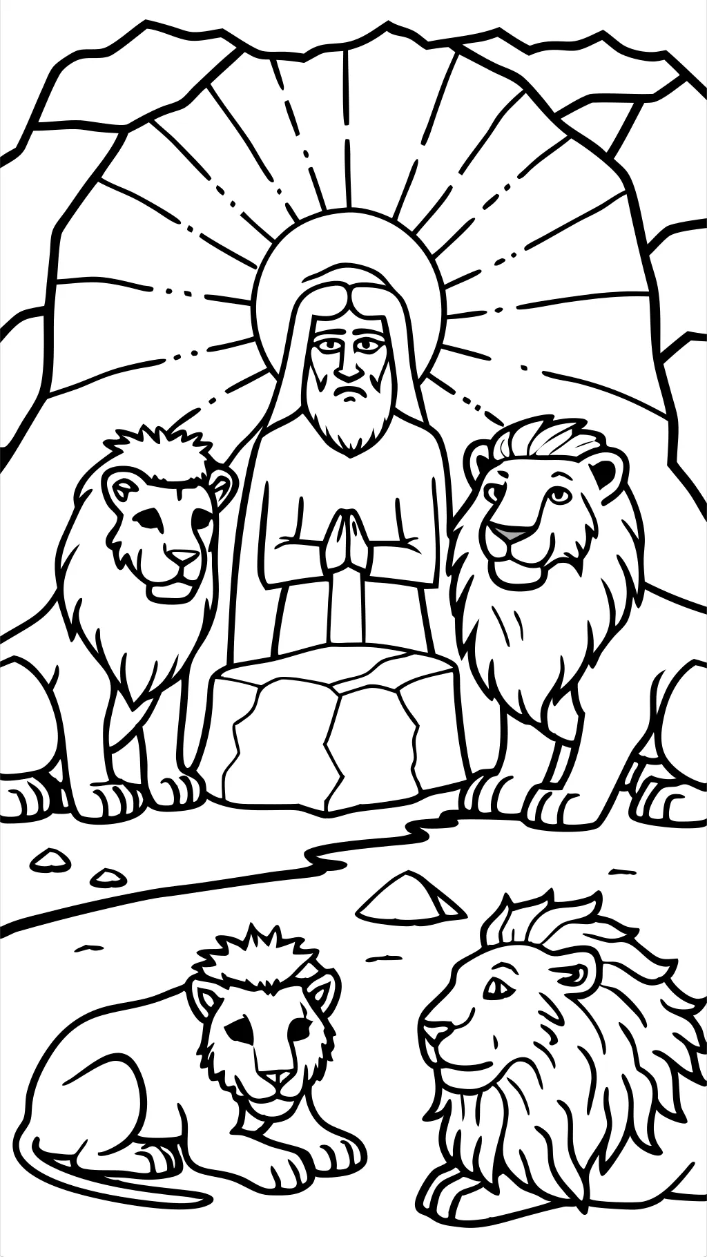 Daniel dans les lions den coloriage